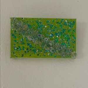 Mini Green Abstract Home Art Canvas with Blue-Green Accents